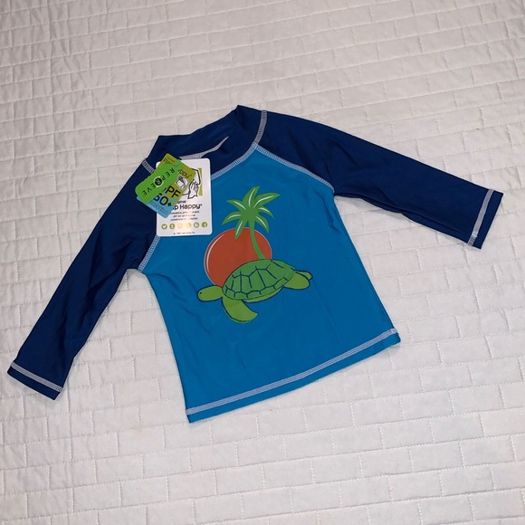 NWT Flap Happy UPF 50+ Rashguard, Navy & Aqua Turtle, Boys 6M - Picture 8 of 8